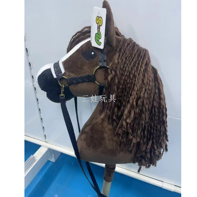 儿童仿真马头骑行棍儿童玩偶骑马玩偶童趣毛绒玩具