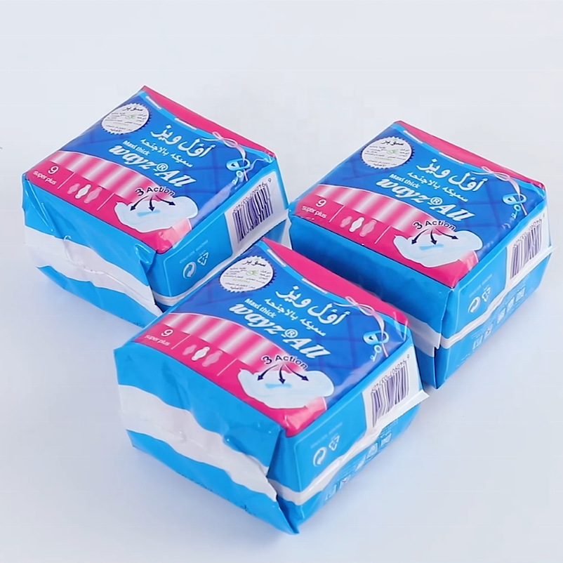 Shiny girl卫生巾290夜用印蓝妇女卫生巾OEM定制跨境整箱姨妈巾