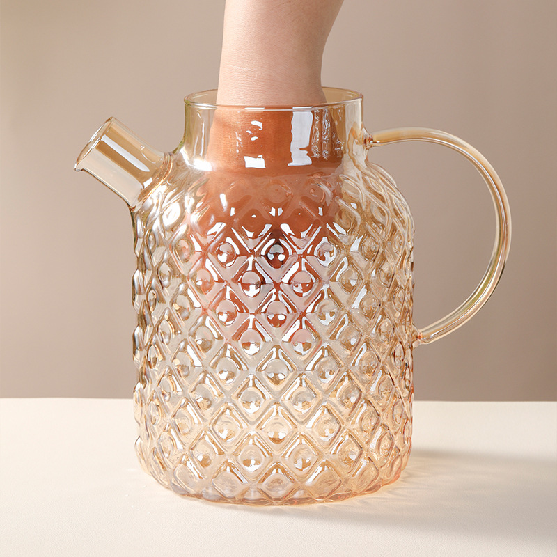 Household thickened glass water kettle, high-temperature resistant large-capacity cold boiled water cup, glass flower teapot, cold water kettle