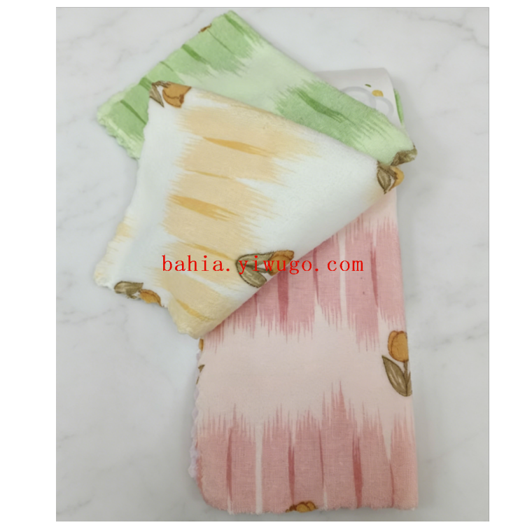 Thickened, water-absorbent and non-shedding kitchen dishcloth with gradient tulip embroidery and coral fleece Specification image