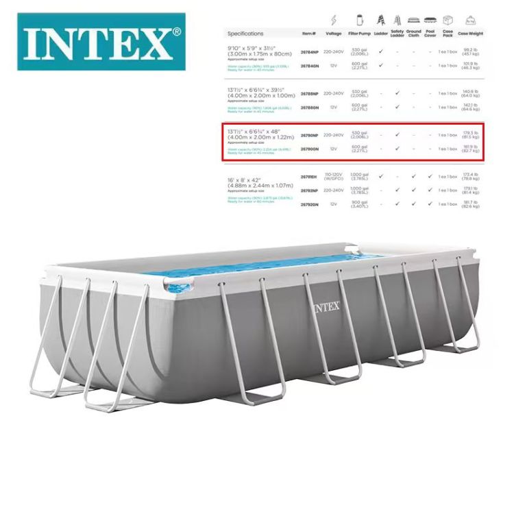 INTEX Rectangular inflatable swimming Pool Bestway parent-child outdoor water Pool Galvanized sheet canvas water storage pool Specification image