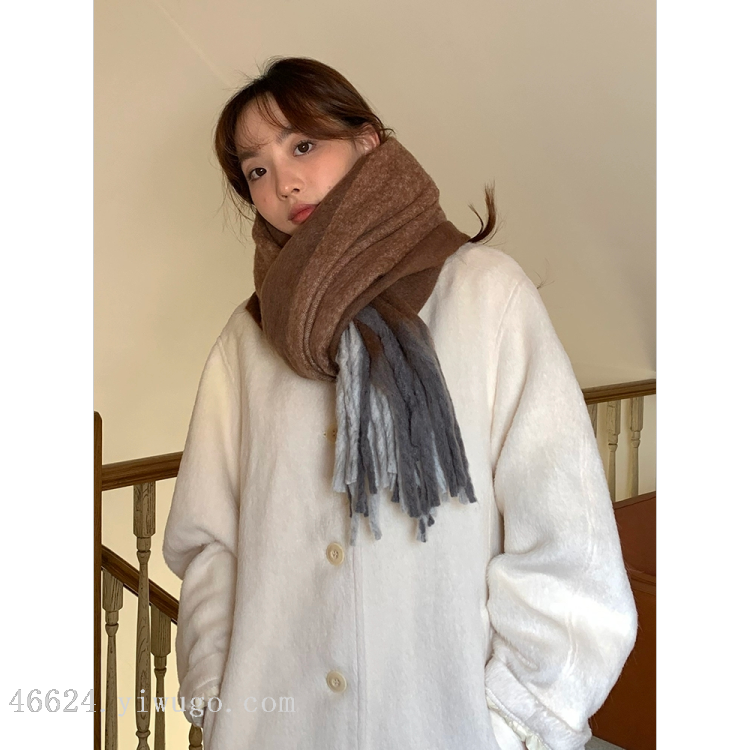 Cross-border scarf wholesale e-commerce live-streaming supply chain, cotton candy series left and right double-layered thick whiskers Specification image