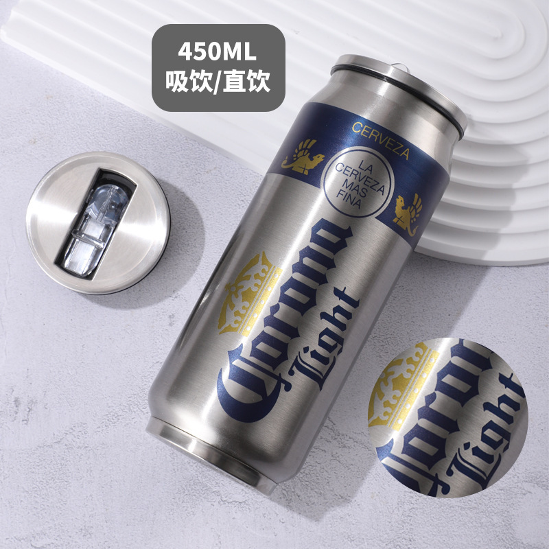 Cross-border 304 stainless steel cola can insulated cup, Amazon Mexico car car-mounted beer straw water cup Application Scenario