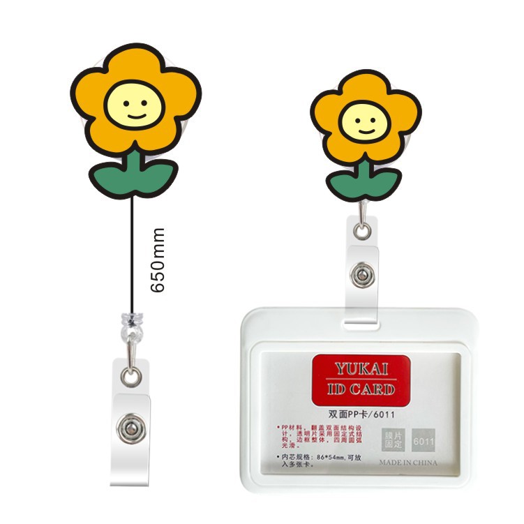 Strawberry flower easy-pull buckle, nurse name tag, lanyard, telescopic buckle, bus card holder, employee factory name, work badge details Picture