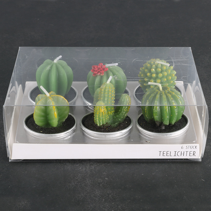 Cross-border modern art paraffin core smokeless candle confession, simulated succulent plant paraffin semi-handmade candle set Specification drawing