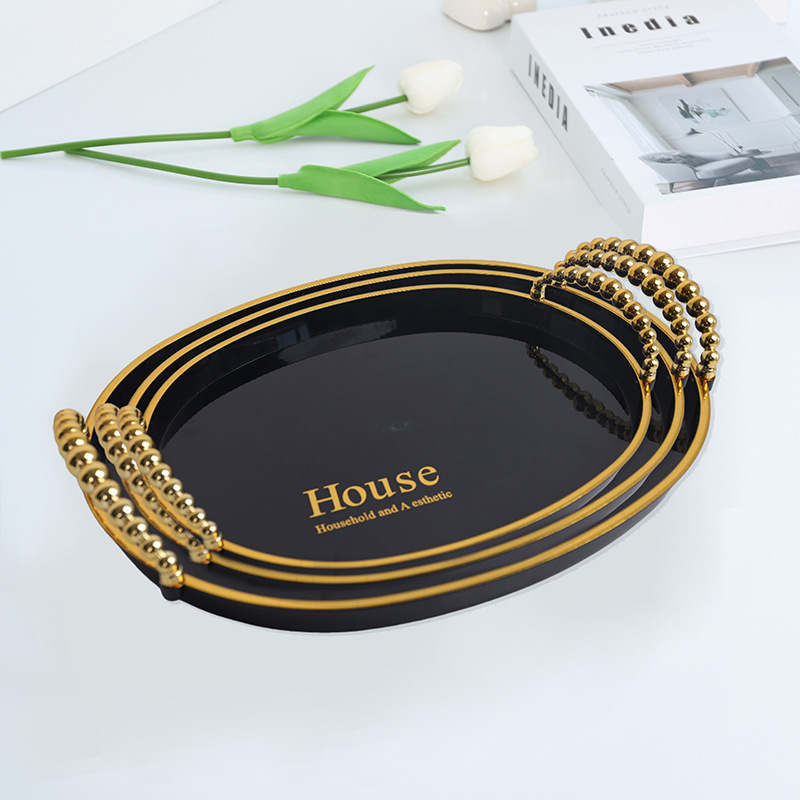 Cross-border catering hotel fruit tray, high-end beverage plate, rectangular and round plastic pet set Item Picture