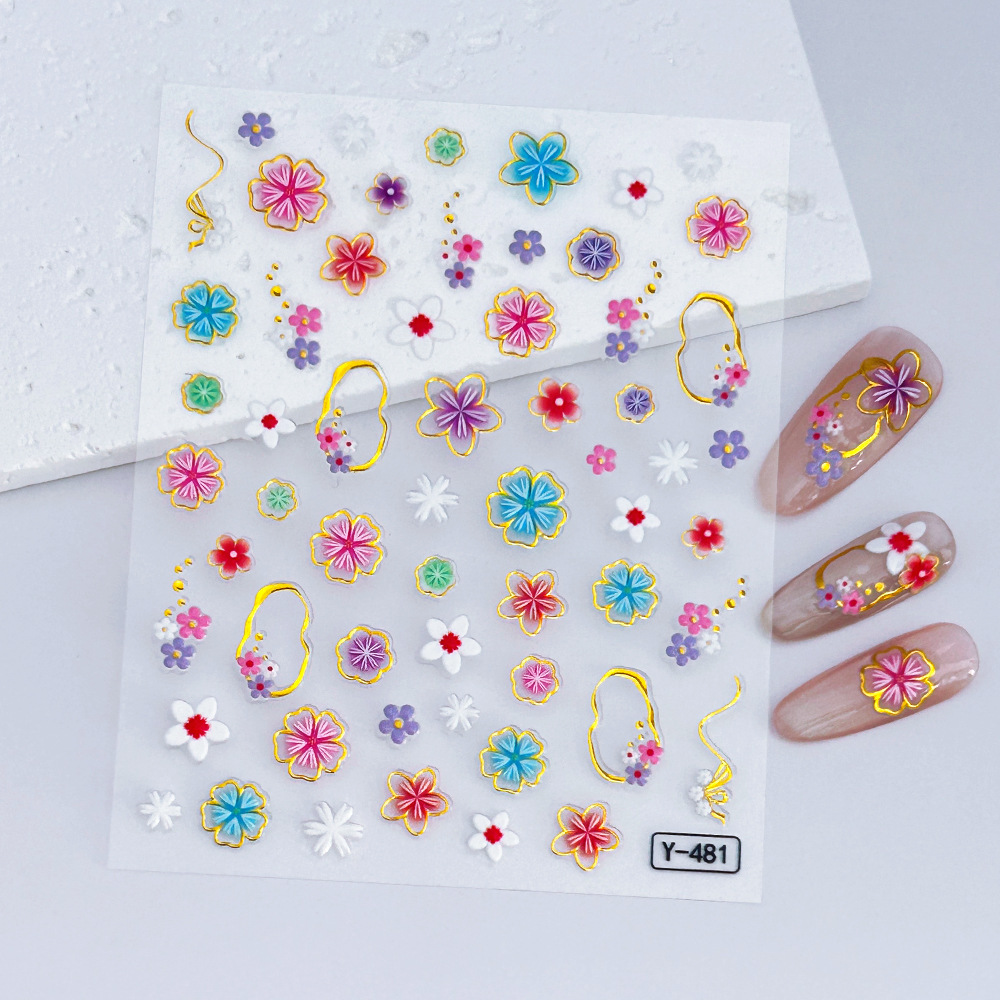 新款浮雕美甲贴纸欧美指甲贴高级感立体烫金工艺浮雕贴纸厂家直销产品图