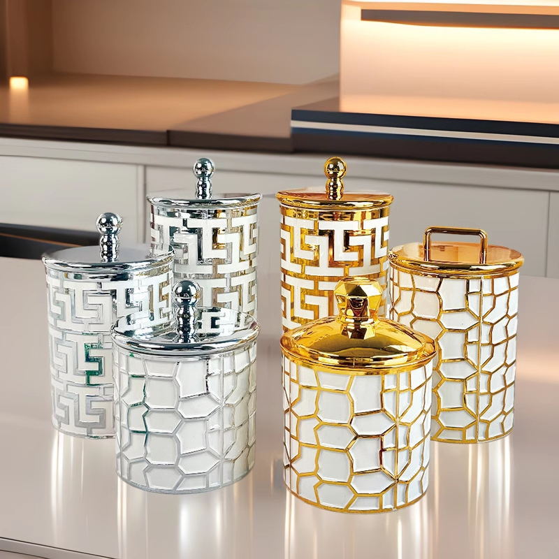 密封罐食品级塑料轻奢透明烫金糖果零食储物罐五谷杂粮跨境现货详情图3