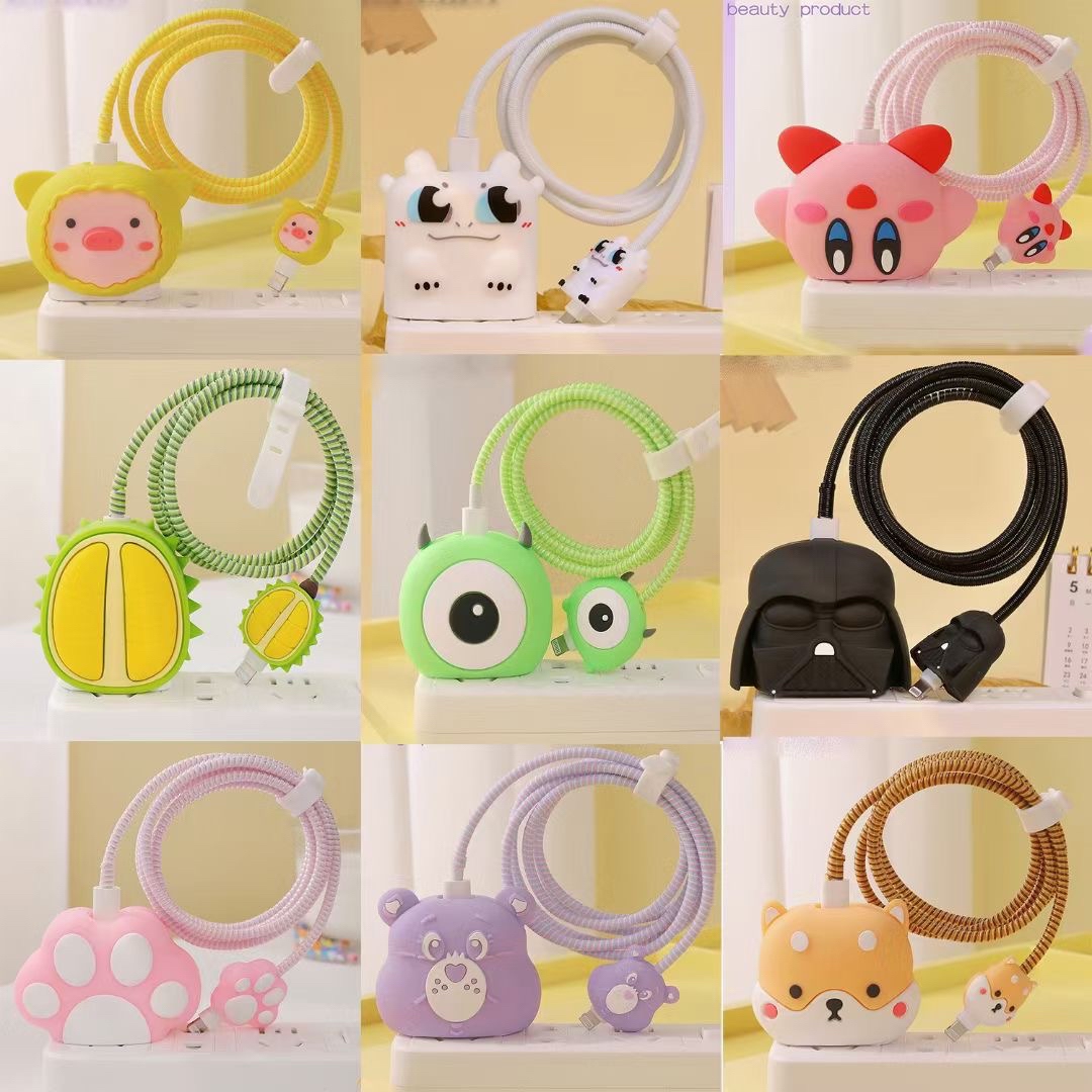 The new cartoon charger case is suitable for the 18/20w US and European standard universal winding rope of Apple's fast charging head