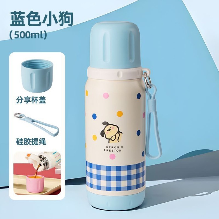 New cartoon, cute and best-selling 316 stainless steel heat and cold preservation cup, one lid for two drinks, boys' and girls', children's cup, portable sports water cup, colorful, cute and fun, high appearance level cup Application Scenario