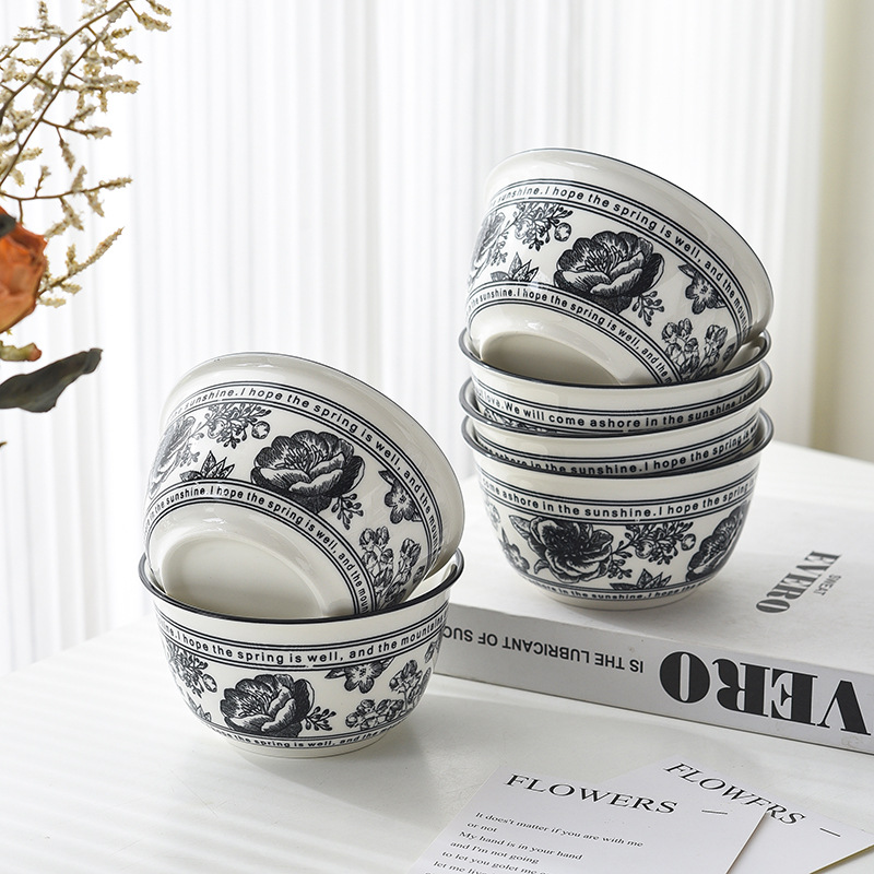 Underglaze color gift bowl set, ceramic tableware bowl gift box set, opening gift event gift bowl and chopstick set, tableware details Picture