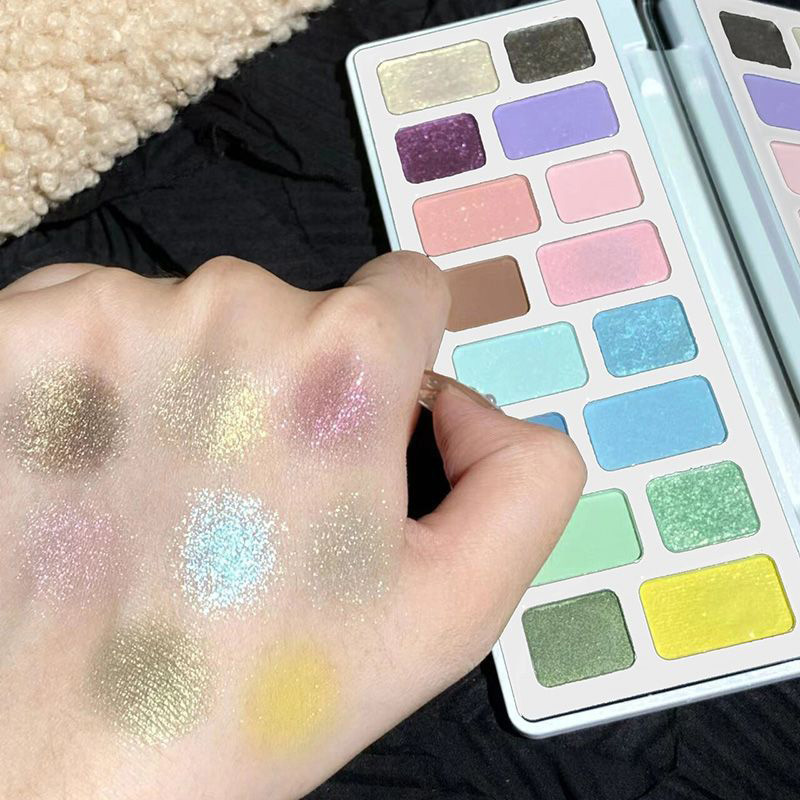 16-color pearlescent fine, long-lasting, waterproof mineral formula powder eyeshadow palette, glitter, high-quality factory OEM/ODM customization available