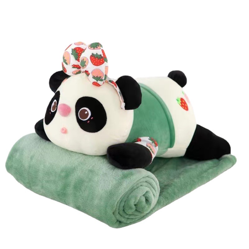 Wholesale Panda children's plush toys, animal throw pillows, two-in-one office throw pillows, midday rest home throw pillows Specification image