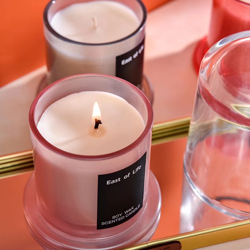Smokeless soy wax, golden bell jar, glass cup, candle, souvenir, gift, bamboo, green tea scented candle, factory direct sales details Picture