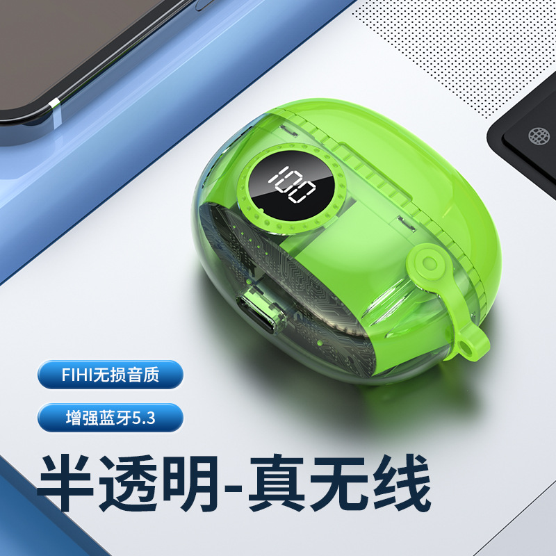 The cross-border e-commerce bestseller M25 transparent semi-in-ear Bluetooth headphones TWS ultra-long battery life noise-cancelling headphones