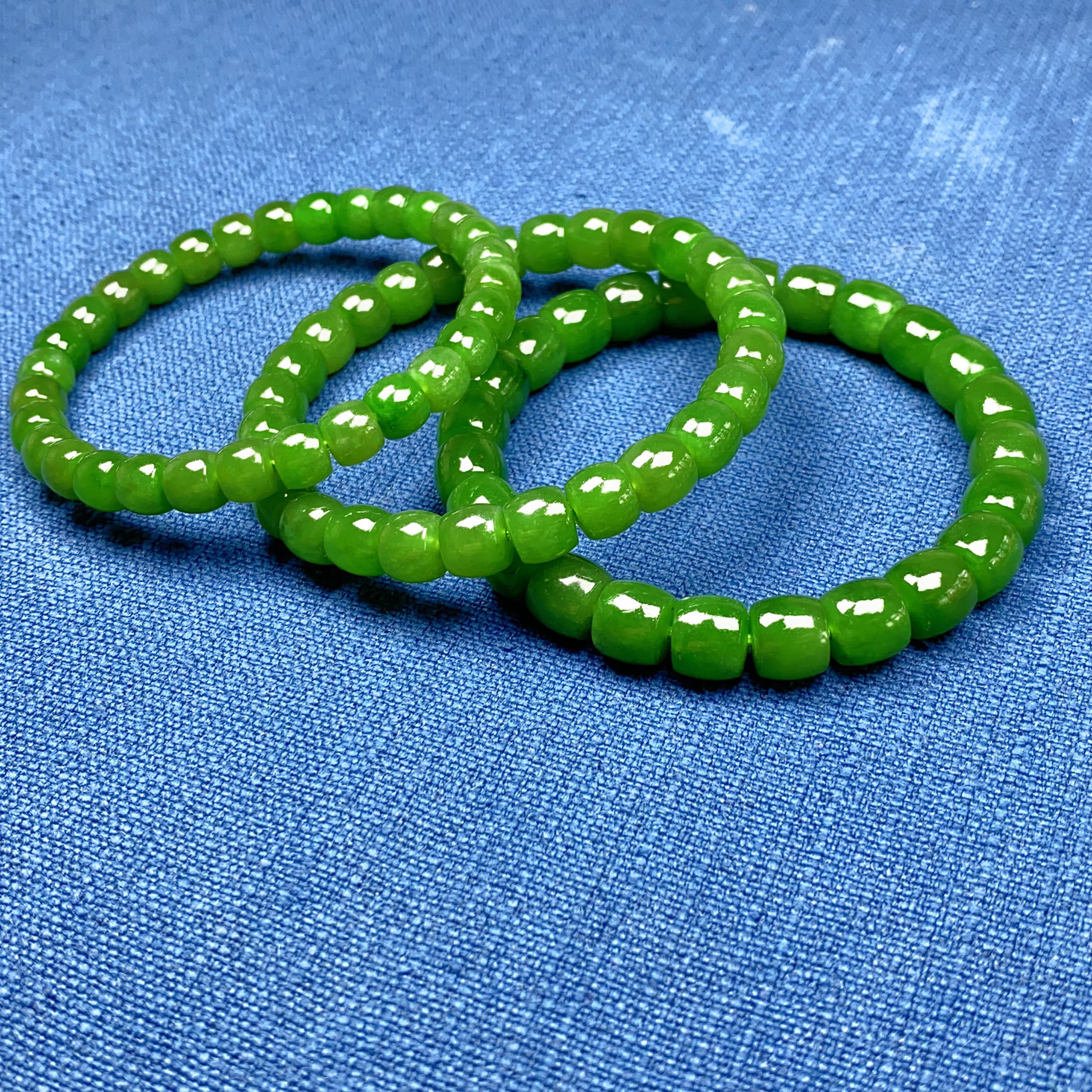 新疆和田玉碧玉手串极限弧直切工艺老型珠鼓珠手串男女款可定制