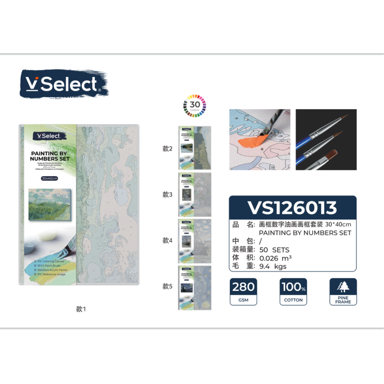 VSelect Framed Digital Oil Painting Set for DIY filling, coloring and decorative paintings Specification image