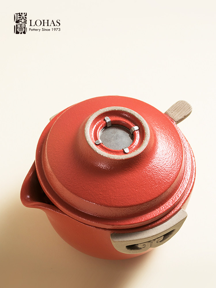 Lubao tea set Ceramic Quick Customer Cup Yangyang Xi Qi Portable Bag, one pot and one cup tea set with tea filter, travel portable bag details Picture