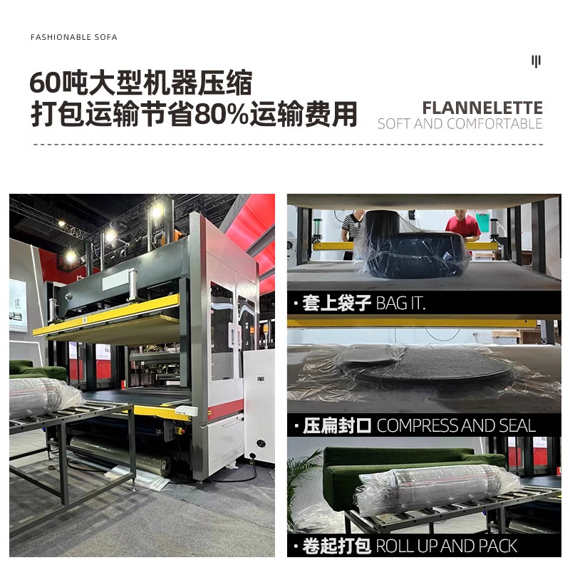 Export compressed fabric one-piece sofa bed, cross-border small-sized apartment, cross-border compressed vacuum disassembly and washing folding lazy sofa Specification image