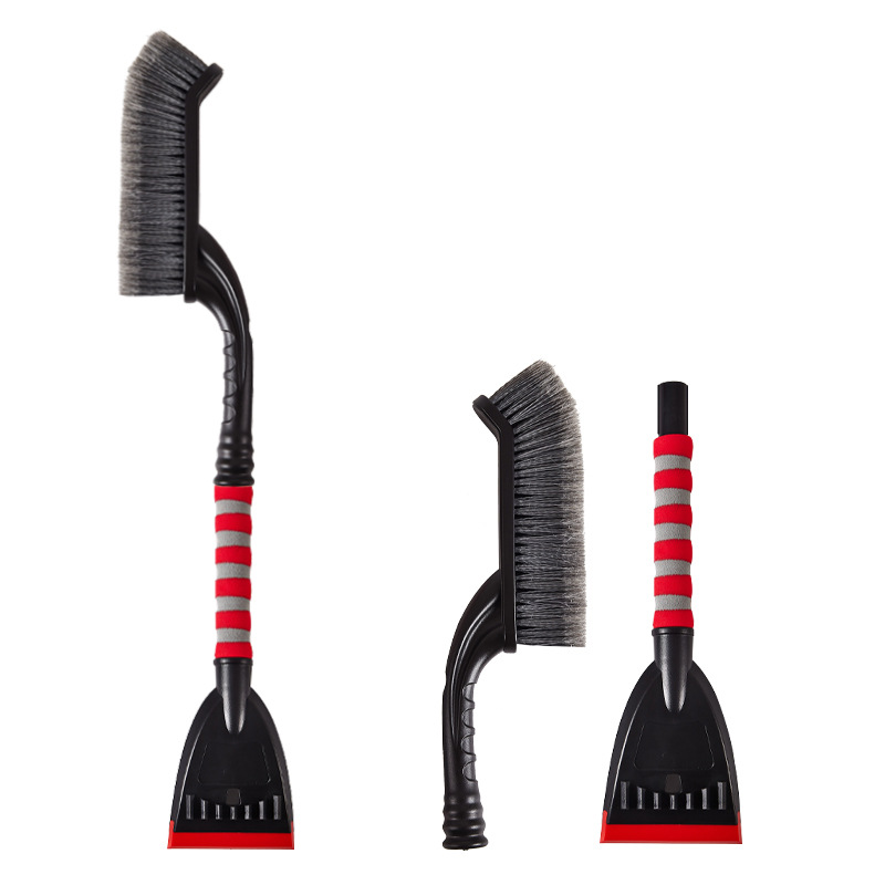 Upgraded red and yellow color ox rib scraper car snow shovel, detachable and easy to store, winter car cleaning snow removal brush Item Picture