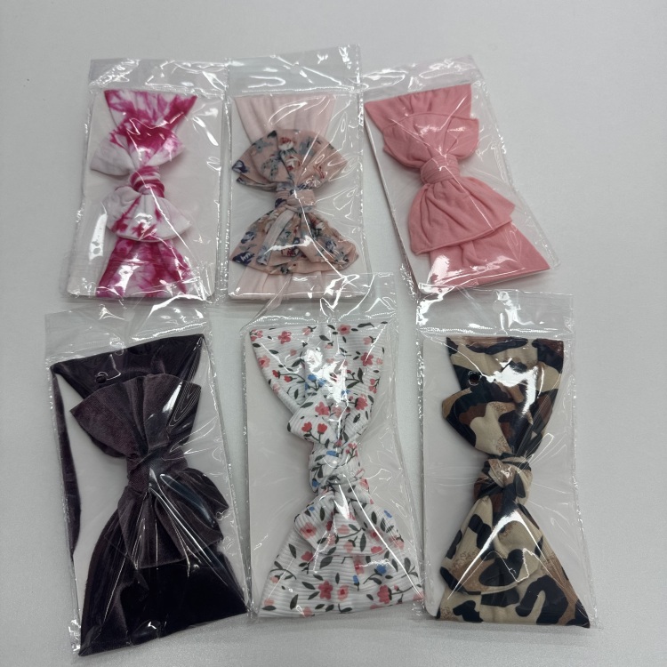 跨境欧美发饰儿童头带提花尼龙柔软婴儿发带双层蝴蝶结宝宝护囟门