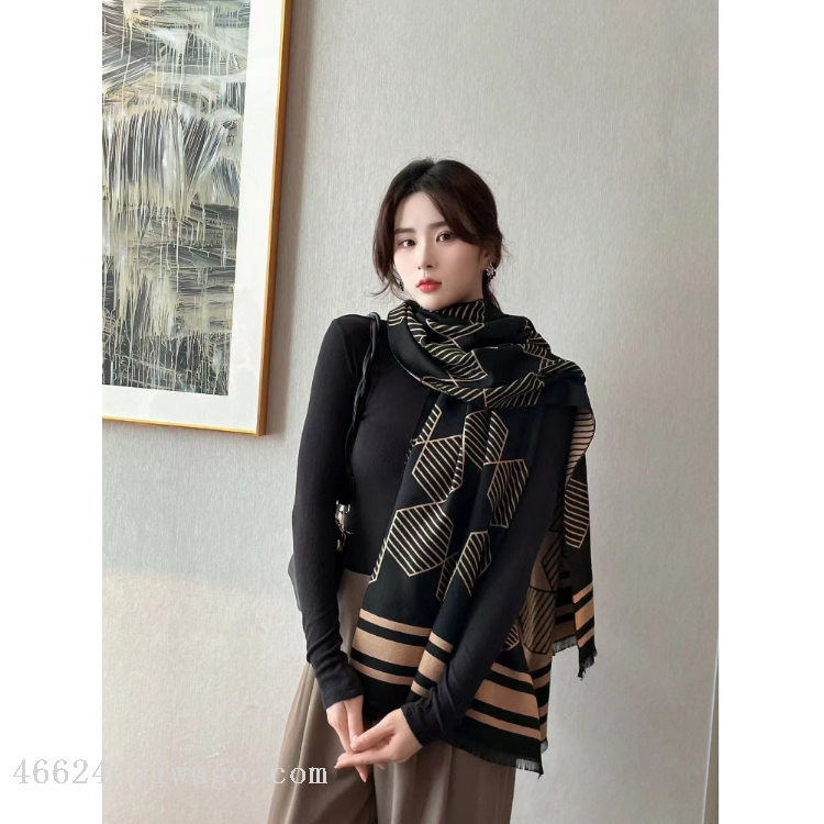 Bufandas transfronterizas comercio electrónico al por mayor cadena de suministro en vivo moda colección jacquard material geométrico jacquard