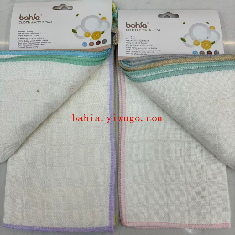 Five large white checkered dishcloths, degreasing and oil-absorbing scouring pads, kitchenware and stove cleaning cloths, bahia details Picture