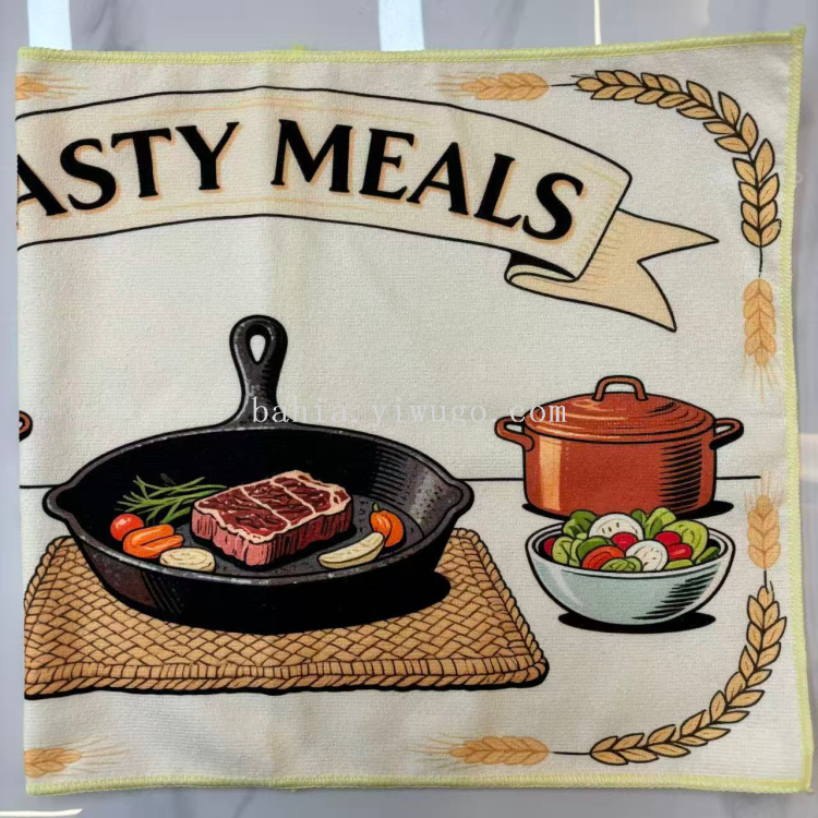 数码印花 厨房清洁抹布 厨具餐具清洁布 台面吸水去污抹布 Bahia产品图