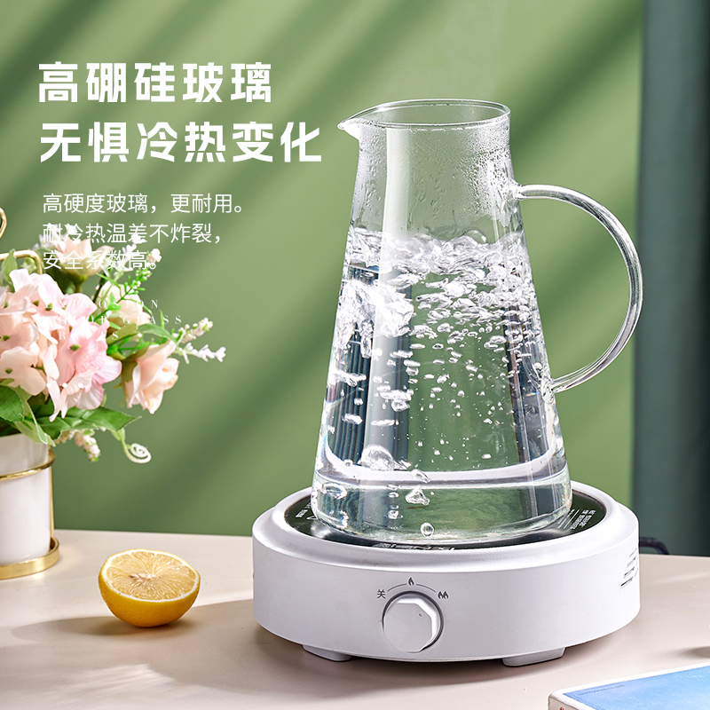 Glass cold water kettle, cold water cup, fruit teapot, large-capacity ice water kettle, triangular cold water teapot set, ice-keeping wonder