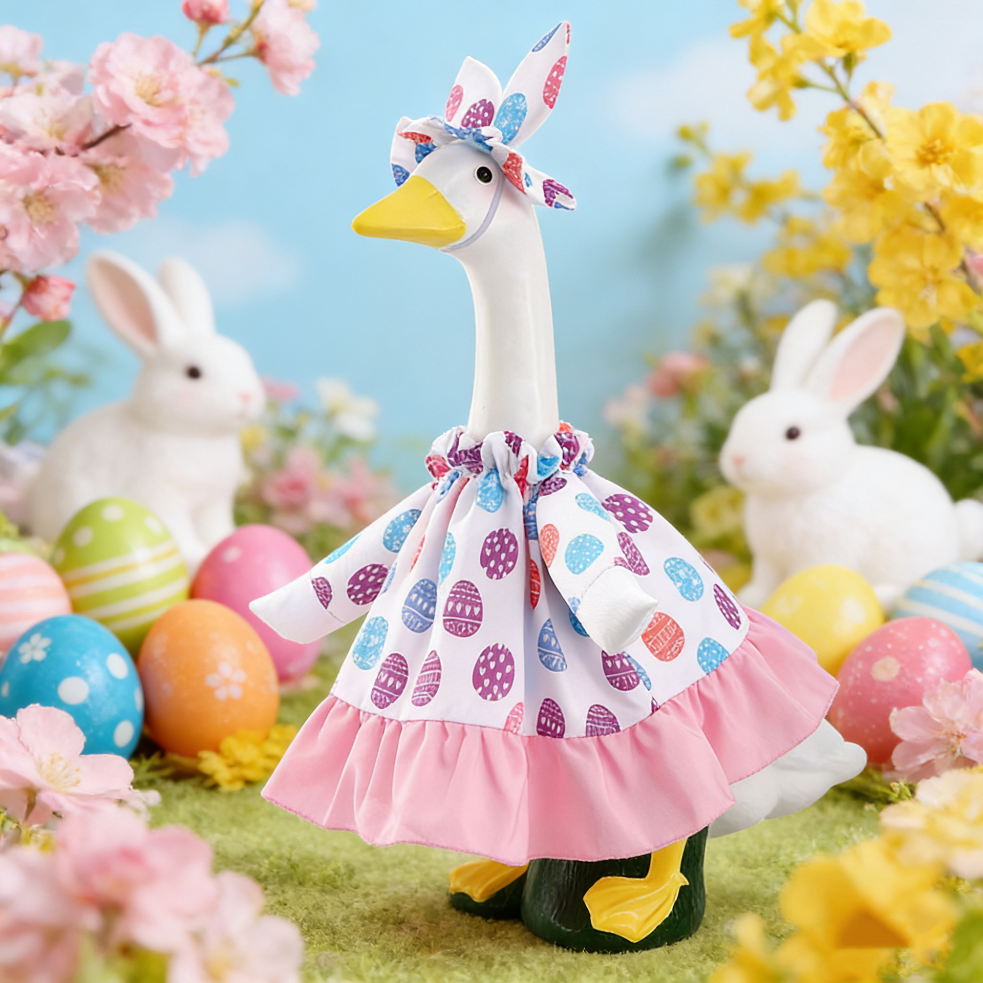 Summer new porch goose clothes, Easter egg rabbit flower big white goose clothes, festival decoration supplies manufacturer in stock details Picture
