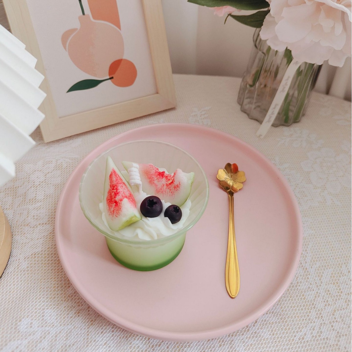 Creative high-end gradient flower coffee cup, ice cream, scented candle, cross-border dessert, scented fruit cup wax Specification drawing