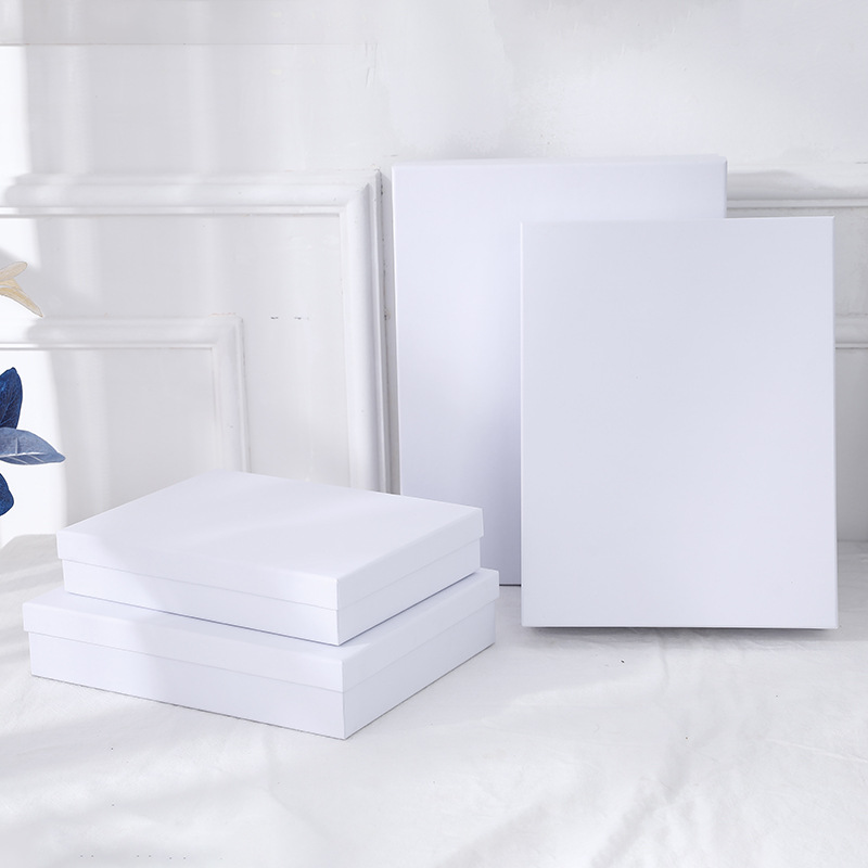 Wholesale of large rectangular, simple and pure white gift boxes with top and bottom covers from the manufacturer details Picture