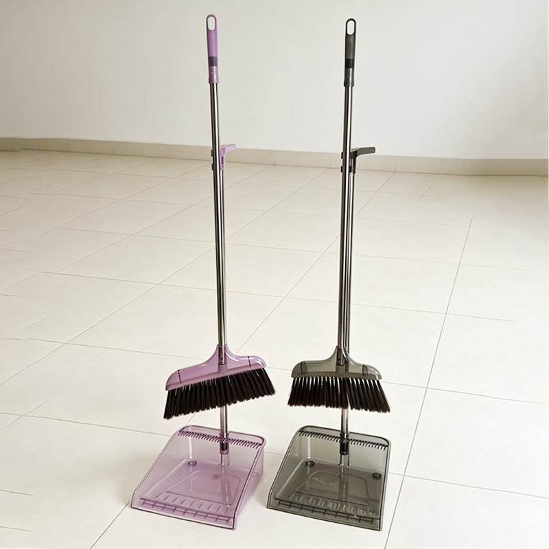 Broom and dustpan combination, thickened acrylic bathroom broom, household soft-bristled cleaning broom with no blind spots, four-in-one
