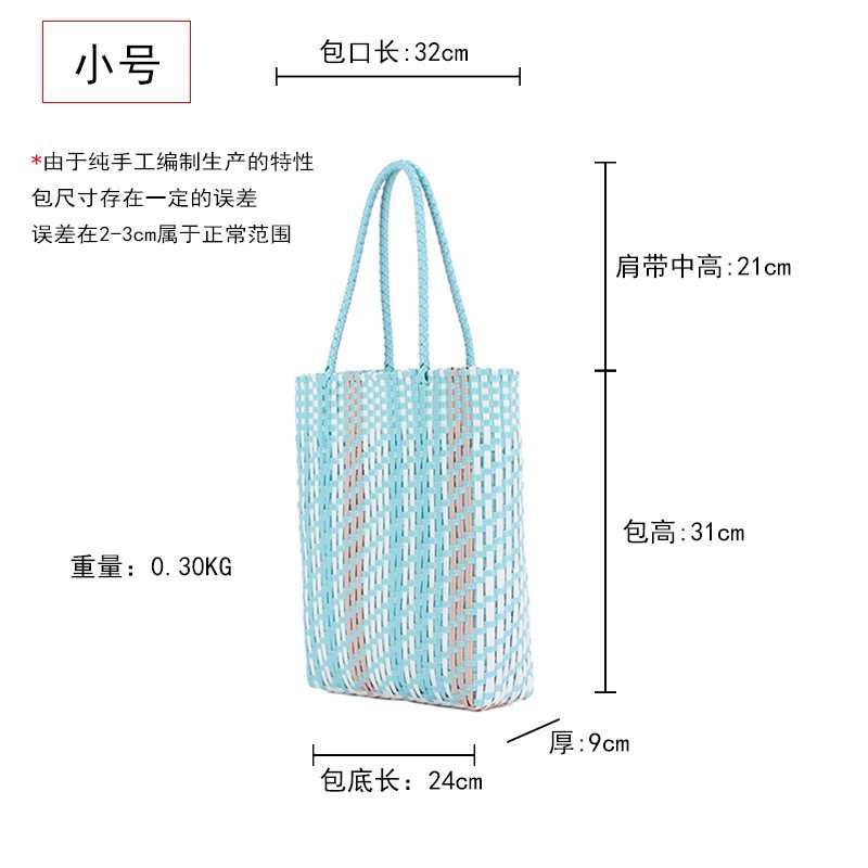 New Japanese and Korean plastic macaron fresh color waterproof striped plastic bag shopping bag, fashionable single-shoulder bag small size Application Scenario