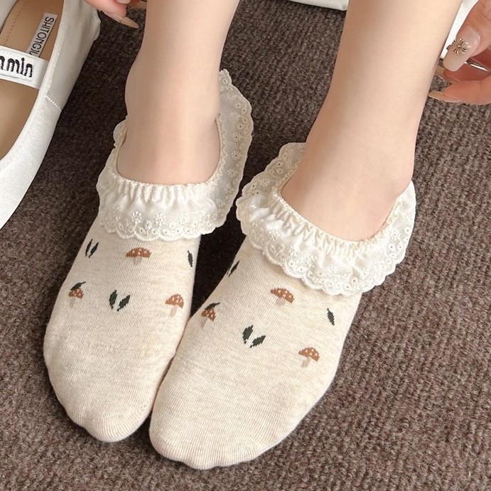蕾丝花边船袜女春夏浅口薄款硅胶防滑防掉跟ins森系甜美花边短袜产品图