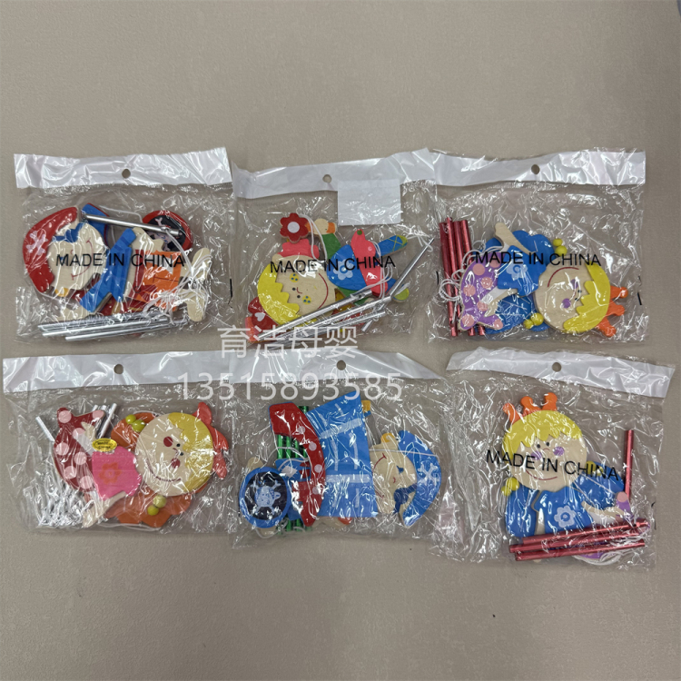 跨境儿童风铃套装3D旋转风铃创意木制diy挂件复活节木质装饰挂件