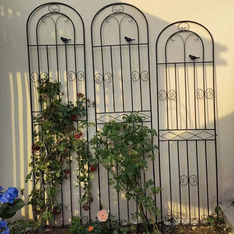 简约户外绿萝花架户外栏杆月季花攀爬架落地式花园铁艺植物花架子