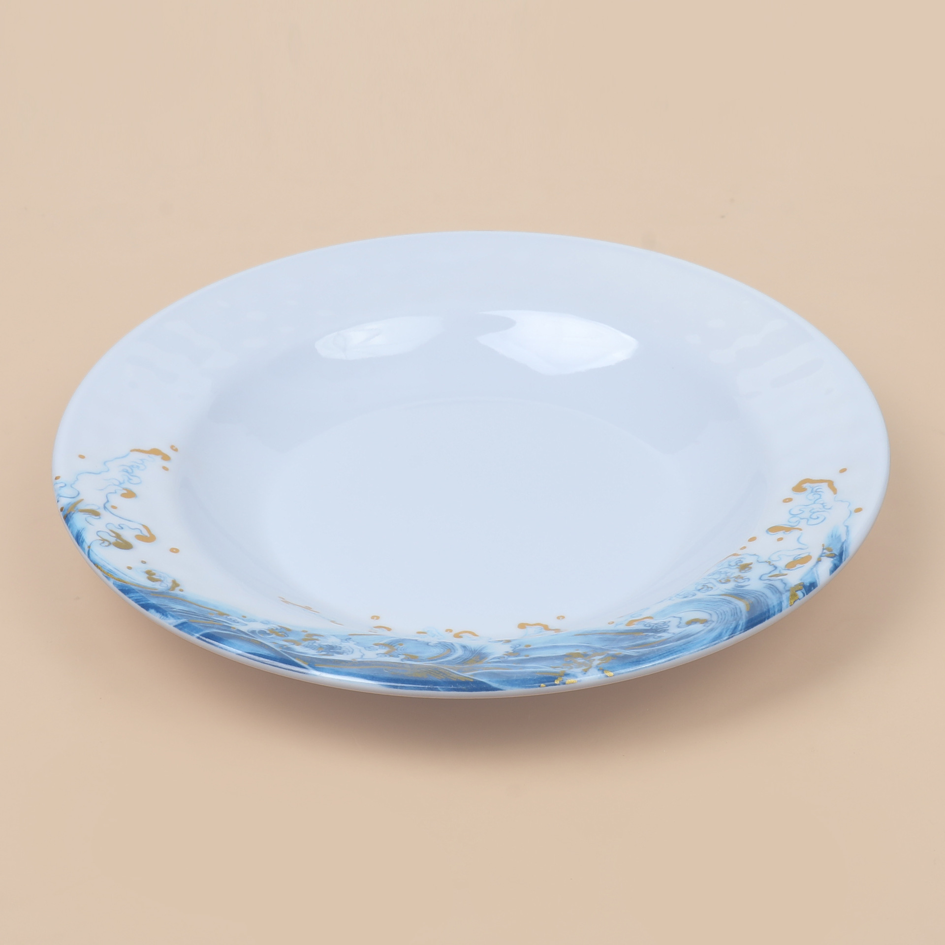 Melamine tableware, melamine plates, round corrugated plates, white printed plates, imitation porcelain plates, 5 inches and 6 inches Specification image