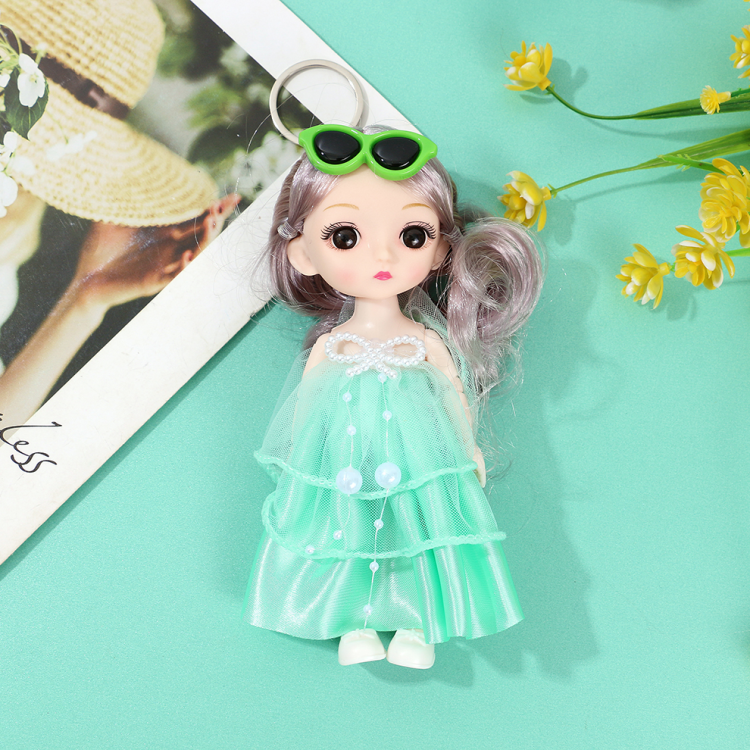 17 cm Barbie Douyin best-selling hand-foot activity doll, princess girl glasses dress doll, interchangeable keychain pendant, girl toy Item Picture