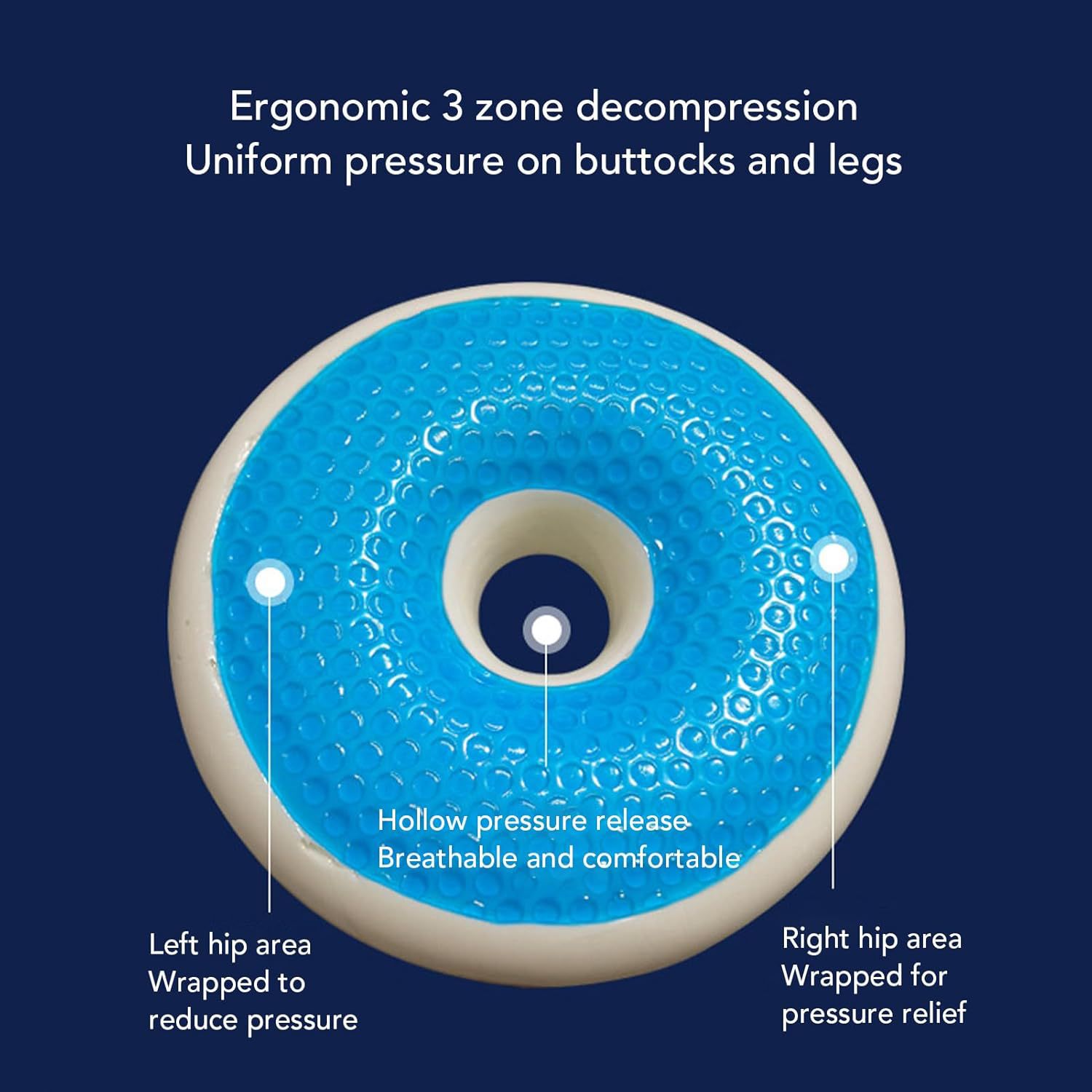Cross-border exclusive ventilation seat cushion, slow rebound seat cushion, memory foam hollow anti-hemorrhoid seat cushion, thickened round cushion, chair cushion Specification drawing