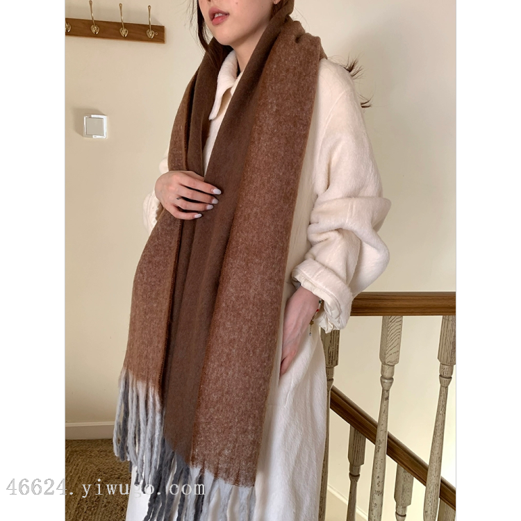 Cross-border scarf wholesale e-commerce live-streaming supply chain, cotton candy series left and right double-layered thick whiskers details Picture