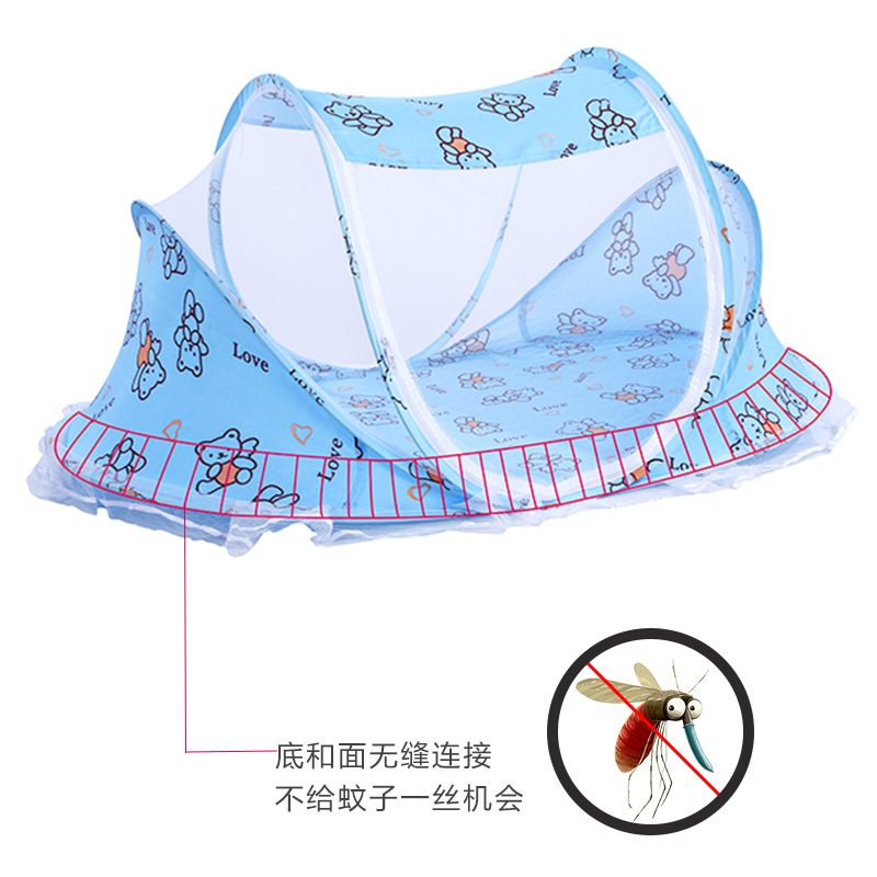 Baby mosquito net cartoon, no installation required, foldable with frame, baby mosquito net, BB yurt, newborn bed mosquito net cover details Picture