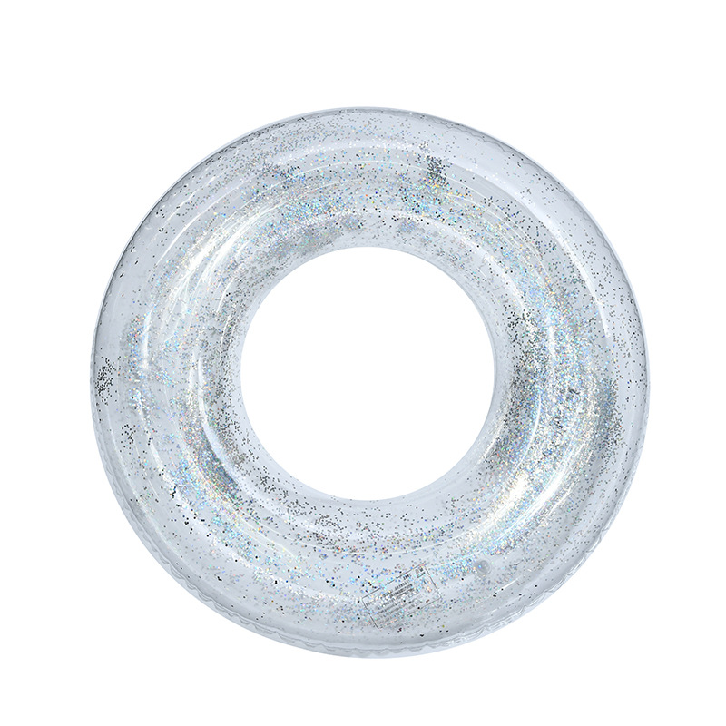 A creative new inflatable swimming ring with a thick and large buoyancy, a popular transparent bright sheet swimming ring