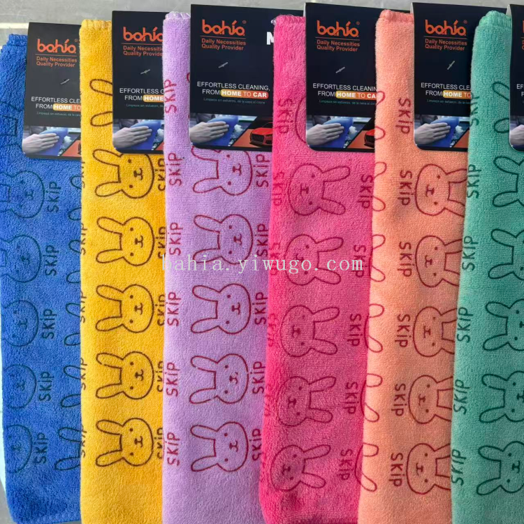 Ultra-fine fiber 35x75 cartoon rabbit head printed towels, bath towels, car cleaning towels in multiple colors to choose from Application Scenario
