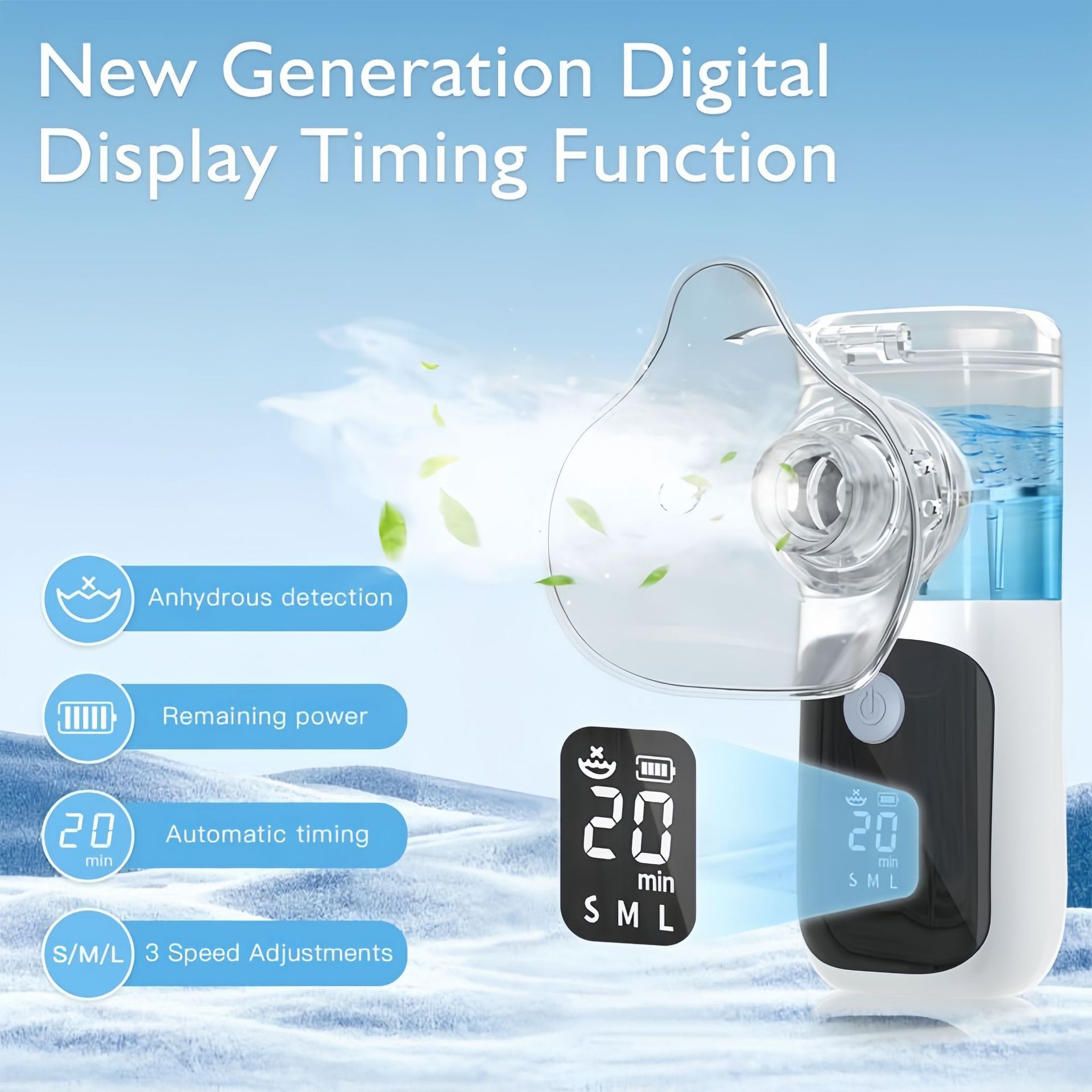 Portable handheld nebulizer for foreign trade, digital display nebulizer, home nebulizer for adults, children and infants details Picture