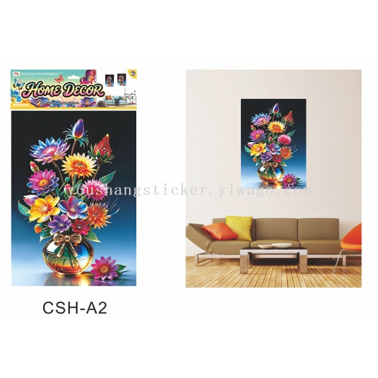8 selectable waterproof self-adhesive wall stickers with colorful flower bouquets for the living room entrance decoration poster