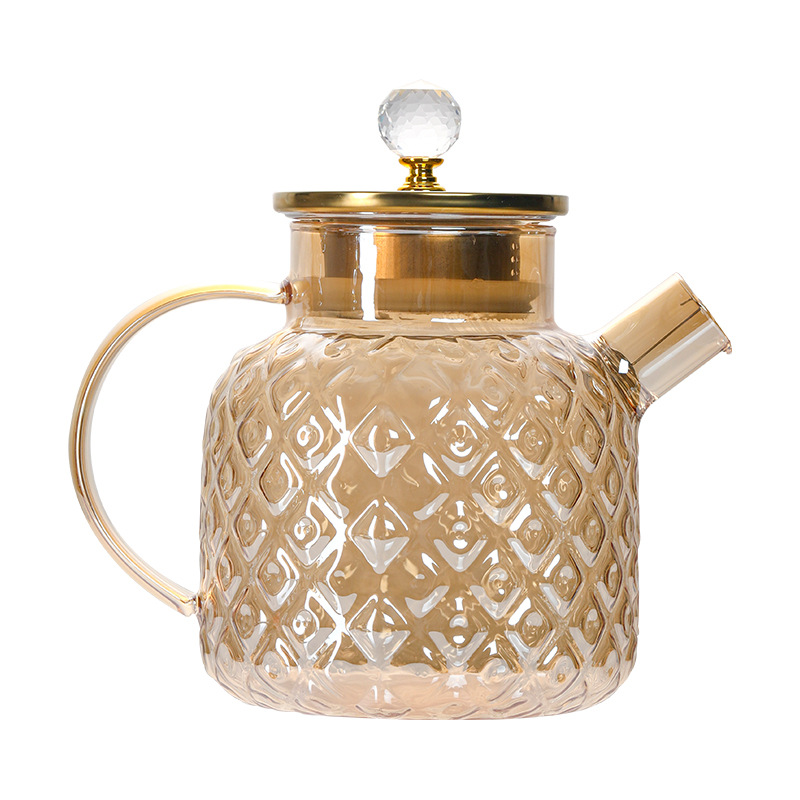 玻璃壶/玻璃水壶/玻璃凉水壶/琉璃果汁缸/条纹壶白底实物图