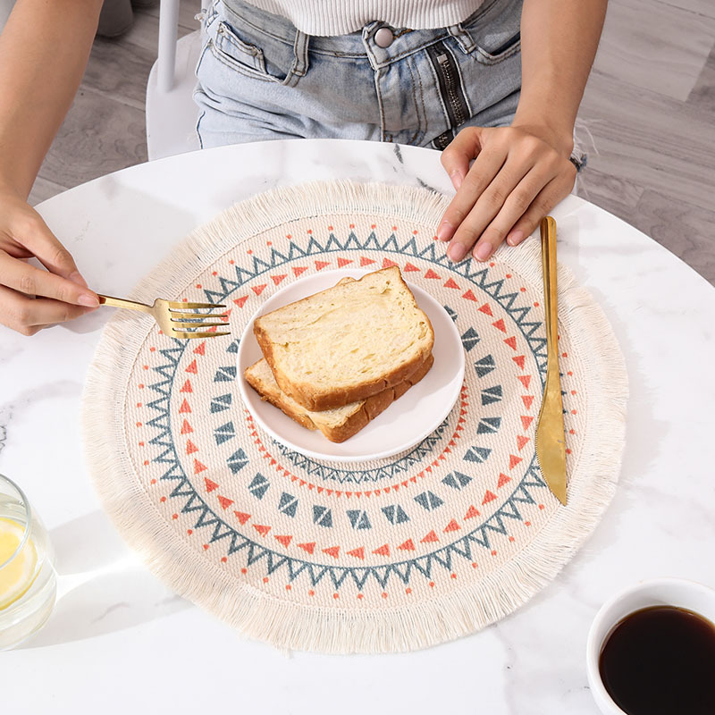 餐垫杯垫杯盖杯套/壶承隔热垫/口布/波斯风带流苏矩形杯垫/杯垫产品图