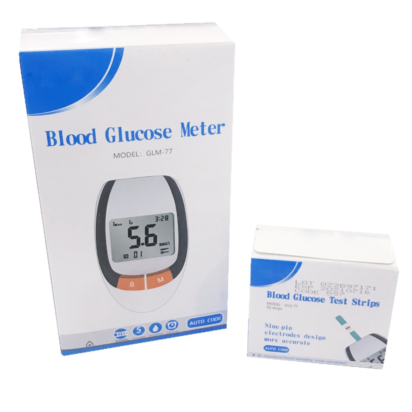 Cross-border exclusive home blood glucose tester set, portable medical-grade blood glucose meter with blood glucose test paper full figure