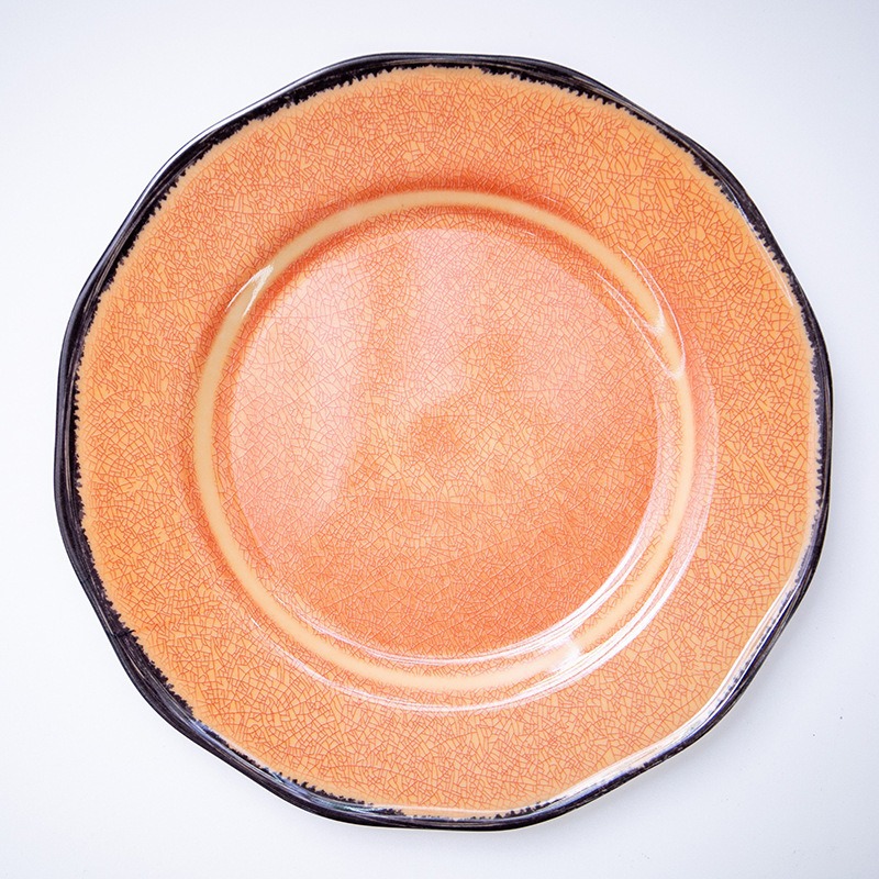 跨境食品级密胺材质餐盘饭店酒店炒菜密胺盘10寸凉菜盘子批发